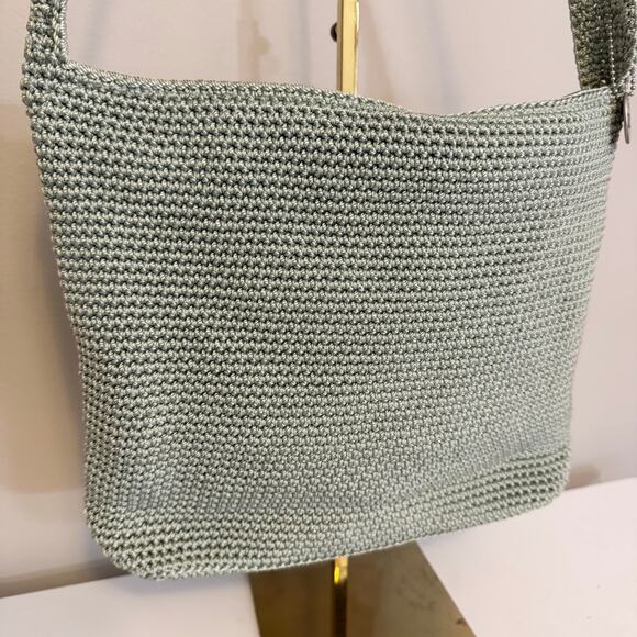The Sak Shoulder Bag Light Green Crochet Knit Boho Purse Casual Festival Lined - Picture 8 of 8